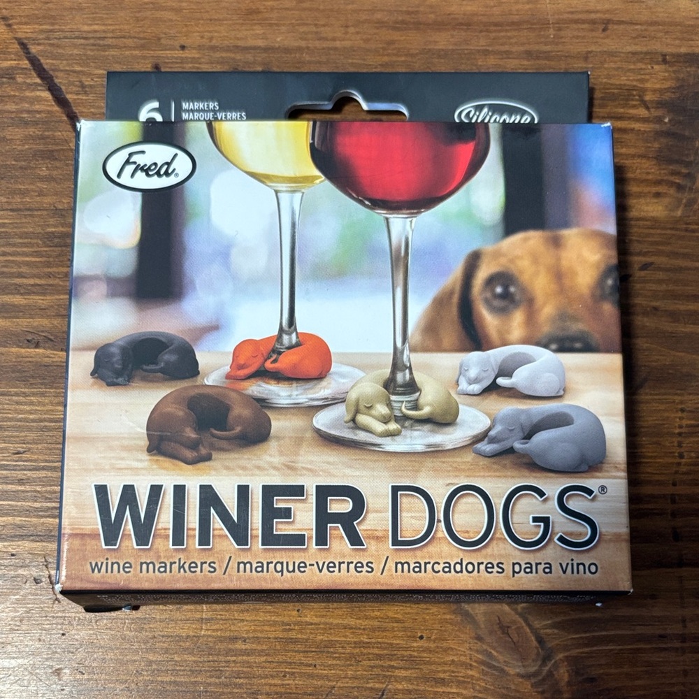 Fred Winer Dogs Wine Markers - Black, Orange, Cream, Gray
